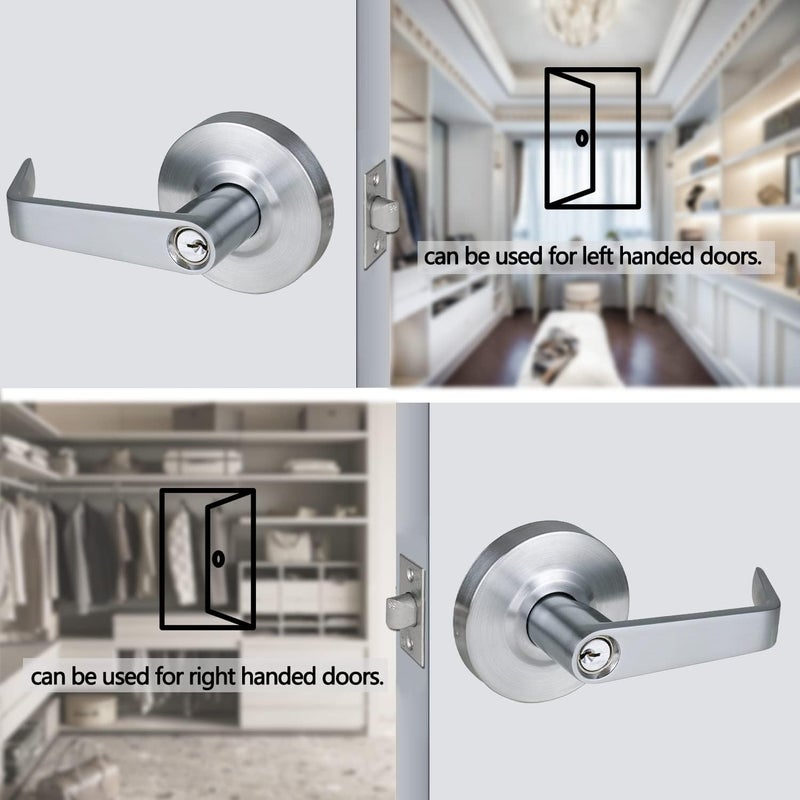 HISAFE Heavy Duty Commercial Storeroom Door Lever, Grade 2 ADA Door Handle, Satin Chrome Finished, UL 3 Hour Fire Rated Ergonomic Lever for Store Room Door, 70mm Latch - Image 5